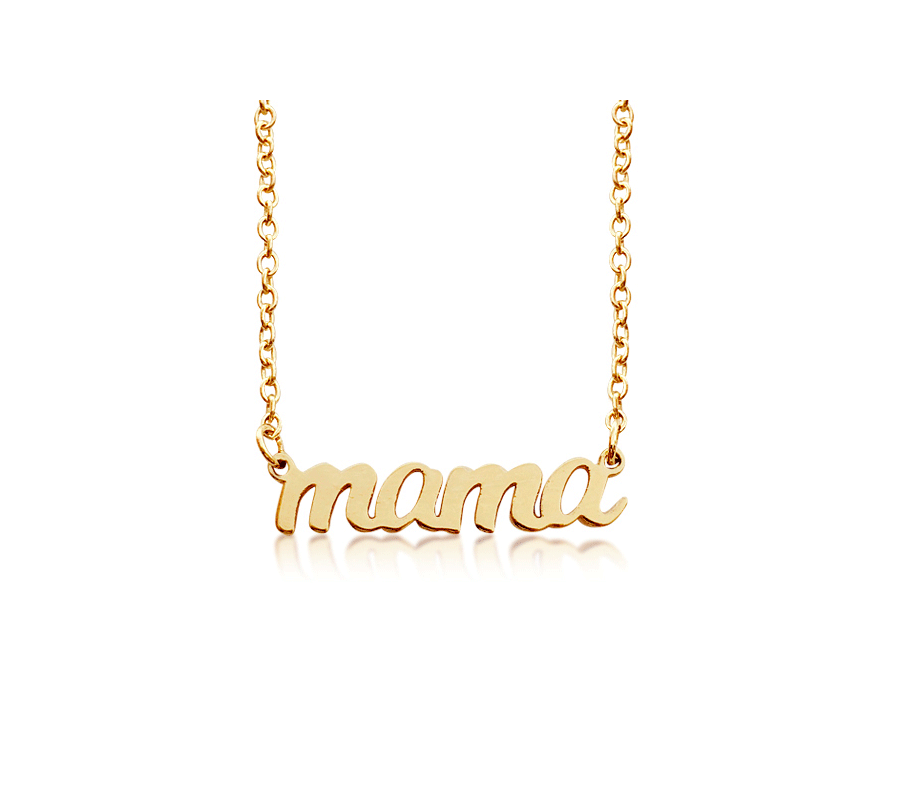 gold mama nameplate necklace