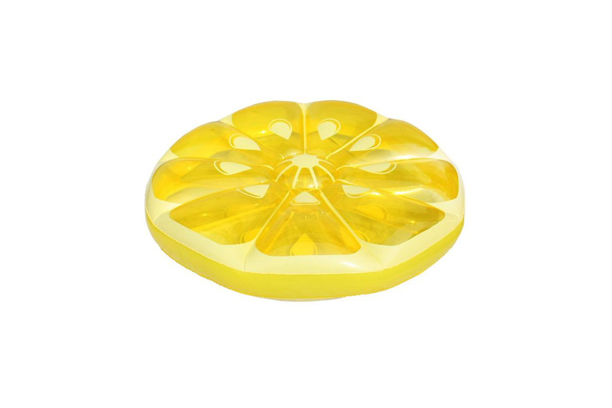 49" Inflatable Yellow Lemon Fruit Slice Swimming Pool Island Lounger Raft Float