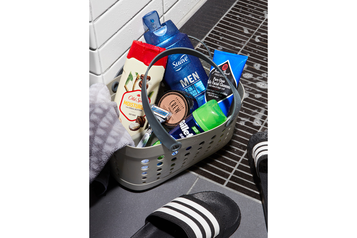 Son's shower caddy shopping list