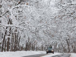Car on snowy road