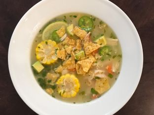 mexican chicken soup with corn cob