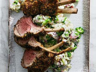 herb-crusted lamb chops with potatoes