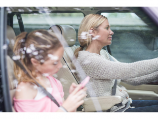 Mom driving her children around