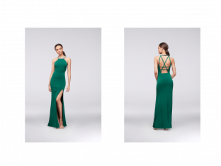 David's Bridal emerald prom dress