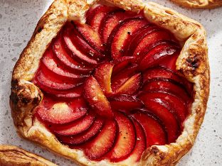 baked tart with plums