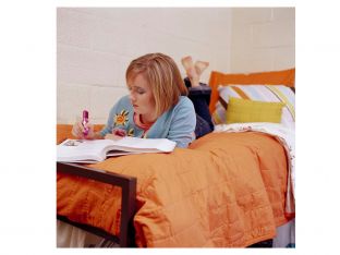 Student studying in dorm