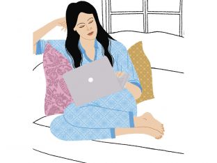 Freelancer illustration of woman with laptop