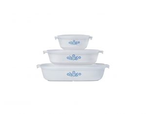 CorningWare in blue and white