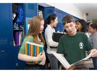middle school students talking
