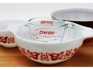 vintage pyrex orange and red
