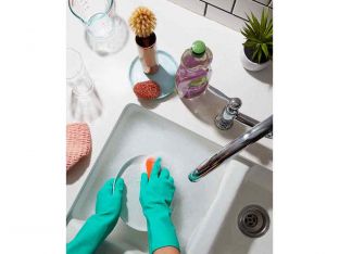hand-washing dishes