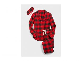 Cozy Flannel PJ Set with Eye Mask