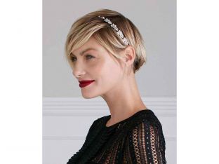 cropped hairstyle with headband