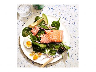 keto meal with salmon and avocado