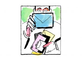 illustration of man holding snail mail
