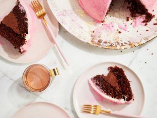 milk chocolate cake with marshmallow