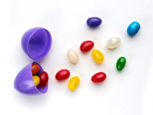 jelly beans in plastic easter egg