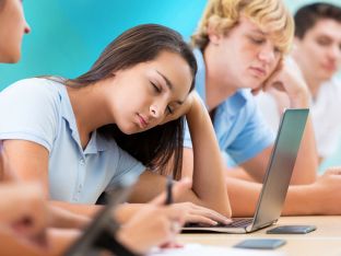 High school students fall asleep in class