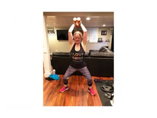 Stacey Monahan AFTER her weight loss lifting weights at home