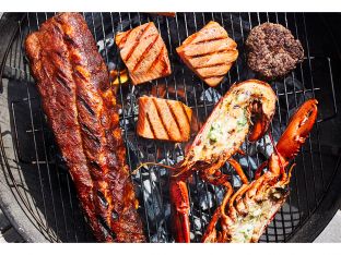 grilled ribs, salmon, lobster, and burgers