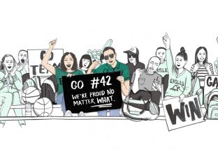 illustration of parents cheering on their kids at a sporting event