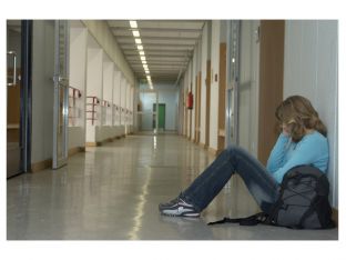 Frustrated teen at school