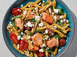 salmon pasta with cherry tomatoes