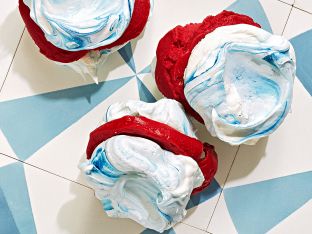sorbet sandwiches with swirled meringue