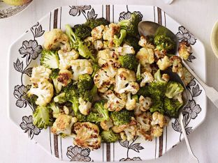 Roasted Cauliflower and Broccoli with Spicy Yogurt Sauce
