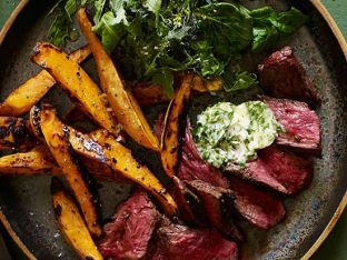 Charred Hanger Steak with Chimichurri Butter