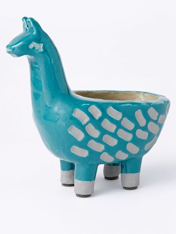Ceramic Llama Planter in Teal