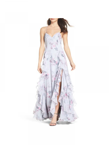 Fame and Partners floral prom gown