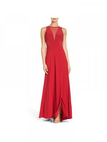 Morgan & Co red illusion gown