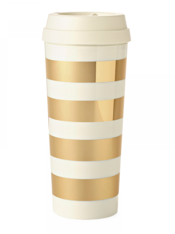 Gold Stripe Travel Mug
