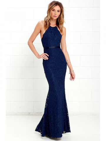 Lulus navy floral prom dress