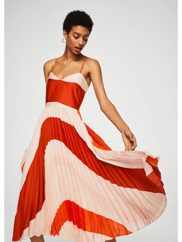 Mango red pleated prom dress