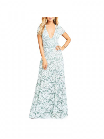 Show me Your MUMU mint lace prom gown