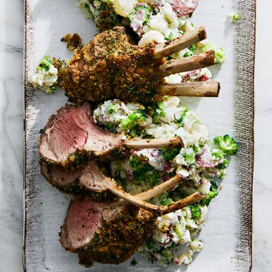 herb-crusted lamb chops with potatoes