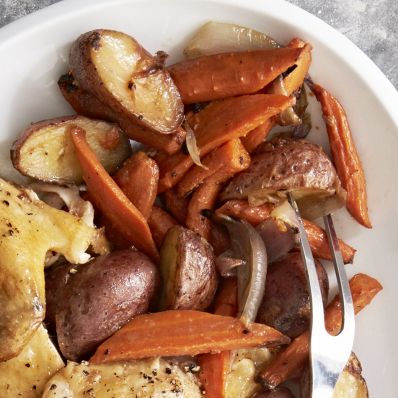 roasted carrots and potatoes with lemon zest