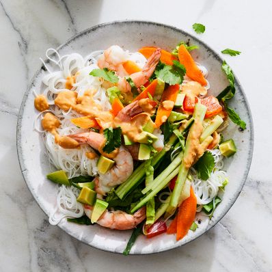 salad with shrimp summer roll
