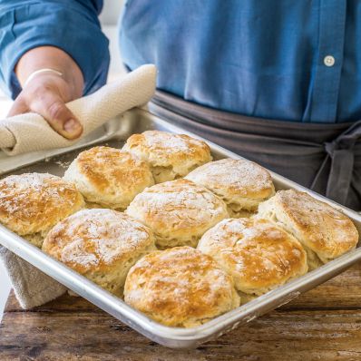 Virginia Willis’s Cathead Biscuits on pan