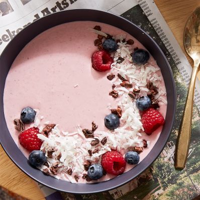 berry coconut smoothie in bowl