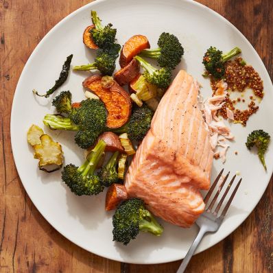wild salmon and roasted vegetables recipe