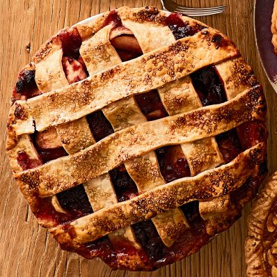 apple-cranberry pie with lattice