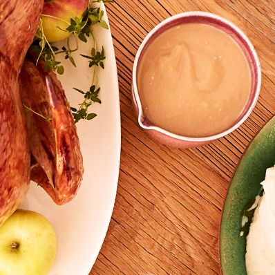 gravy in dish near turkey