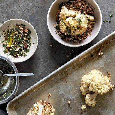 cauliflower hazelnut gremolata and farro