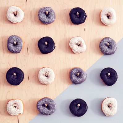 black and white halloween donuts
