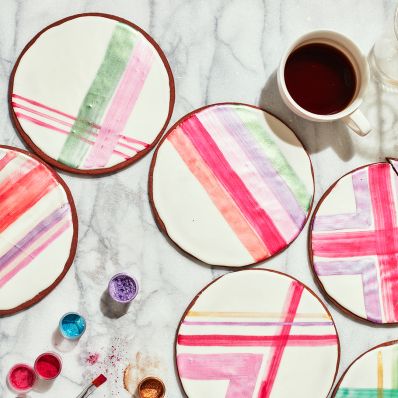 painted Chocolate Ornaments and mug of coffee