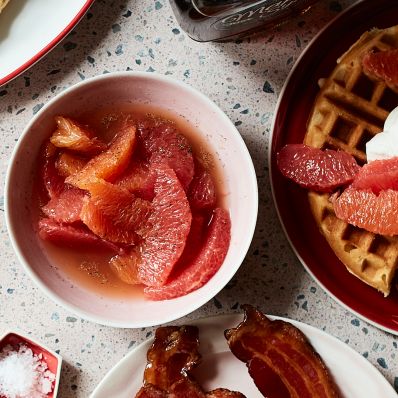 Citrus Relish in bowl with waffles