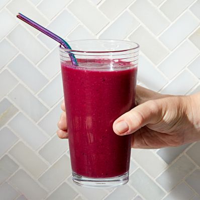 smoothie with berries beets bananas and basil